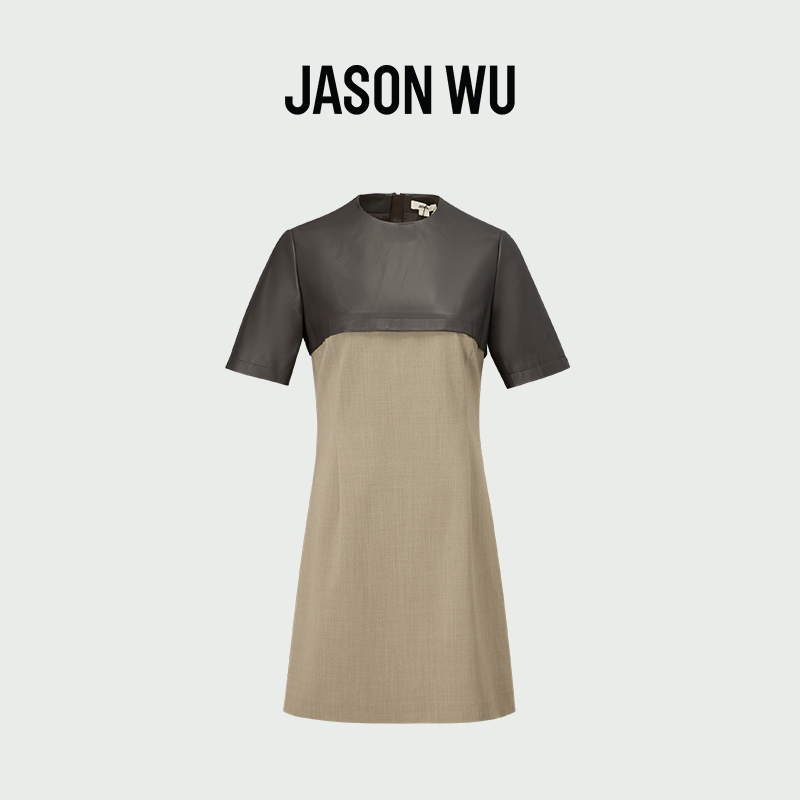jasonwu假两件连衣裙羊皮