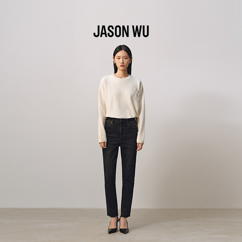 JASON WU 秋冬新款九分修身百搭通勤裤子休闲裤长裤小脚牛仔裤女