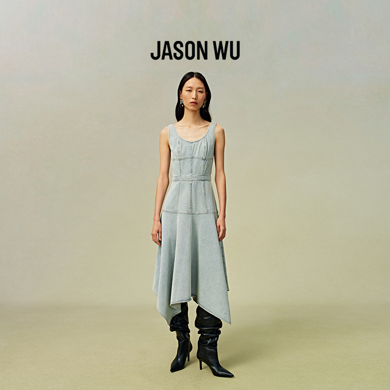 【刘亦菲同款】JASON WU 秋季新款牛仔不规则下摆裙子长裙连衣裙
