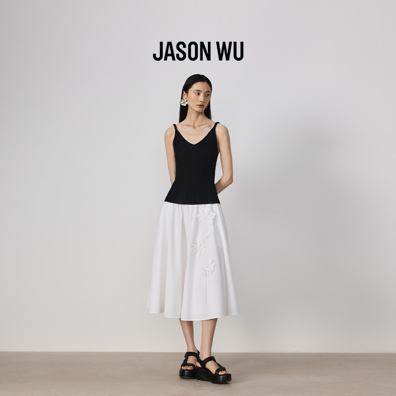 【盘花系列】JASON WU25秋季新款立体鸢尾花中长款半身裙白色伞裙,女装/女士精品,半身裙,淘宝优惠券,粉丝福利购,淘宝优惠卷