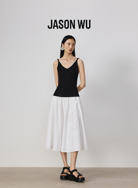 【盘花系列】JASON WU25秋季新款立体鸢尾花中长款半身裙白色伞裙