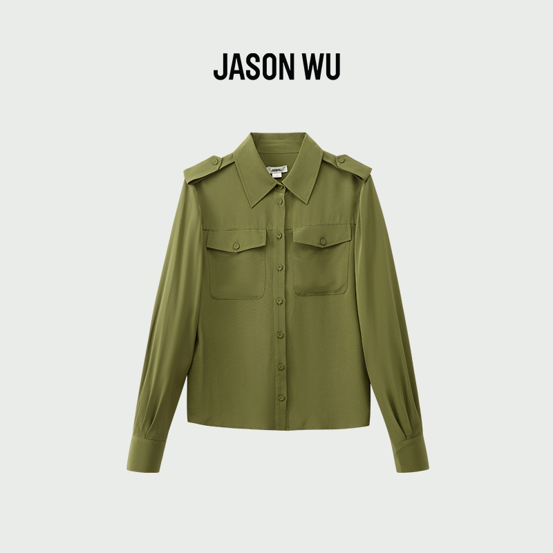 长袖飘带衬衫jasonwu