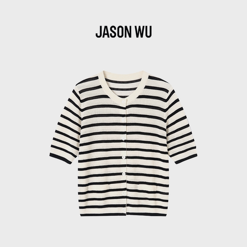 JASON WU-J系列黑白条纹针织开衫莱赛尔春夏