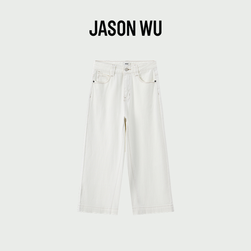 JASON WU 2025秋季新款长款宽松显瘦简约阔腿牛仔裤七分裤裤子女