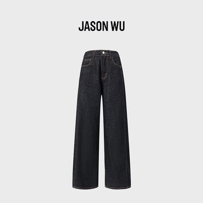 JASON WU-J系列水洗柔顺牛仔裤高腰直筒宽松时尚简约休闲裤女款