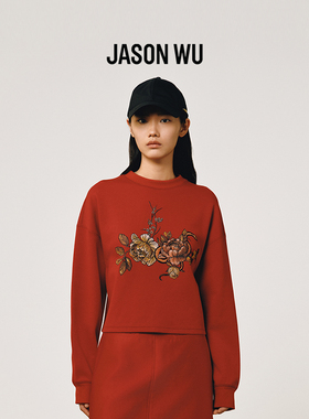 【秋季新品】JASON WU 25年新款通勤印花刺绣短款上衣卫衣女