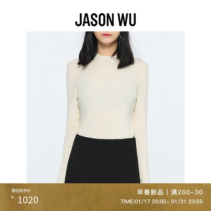 【早春新品】JASON WU 24年新款羊毛圆领上衣打底毛针织衫毛衣女