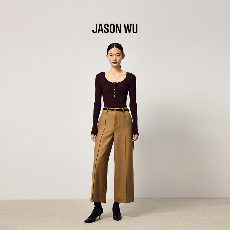 【绵羊毛】JASON WU 2025秋冬新款直筒宽松显瘦休闲裤九分裤裤子