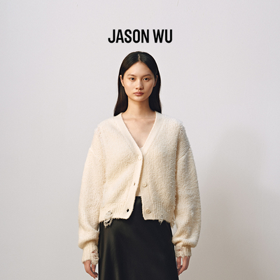 JASONWU浮线V领开衫宽松