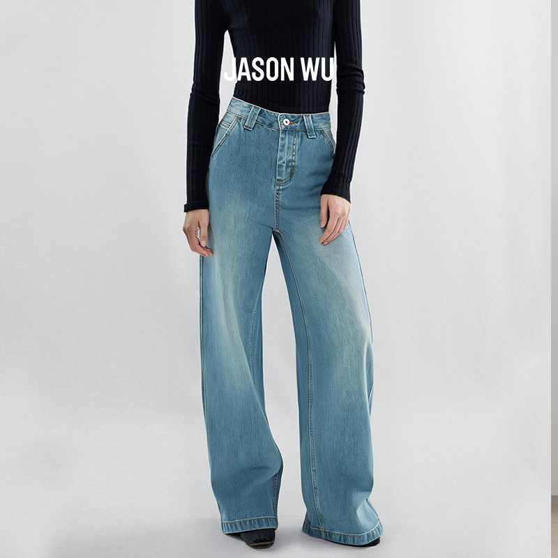 JASON WU2025秋季新款宽松显瘦简约时髦通勤慵懒阔腿裤牛仔裤裤子