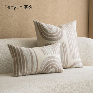【清仓特价】芬允摩洛哥米灰色条纹靠垫展厅沙发抱枕酒店腰靠枕