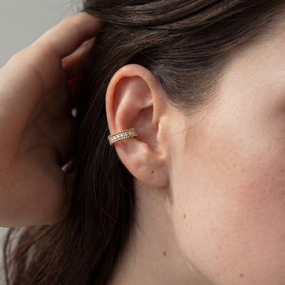 fettero 新款高级感耳骨夹金色单条镶锆耳夹气质大气百搭小众耳饰