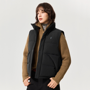 Skechers斯凯奇女士秋冬梭织短款 保暖休闲运动羽绒马甲L325W035