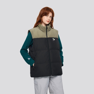 Skechers斯凯奇秋冬男女同款时尚拼接灯芯绒羽绒背心马甲L424U256