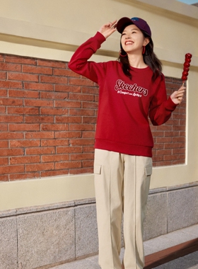 Skechers斯凯奇新年系列女子针织圆领卫衣舒适套头打底衫L124W027