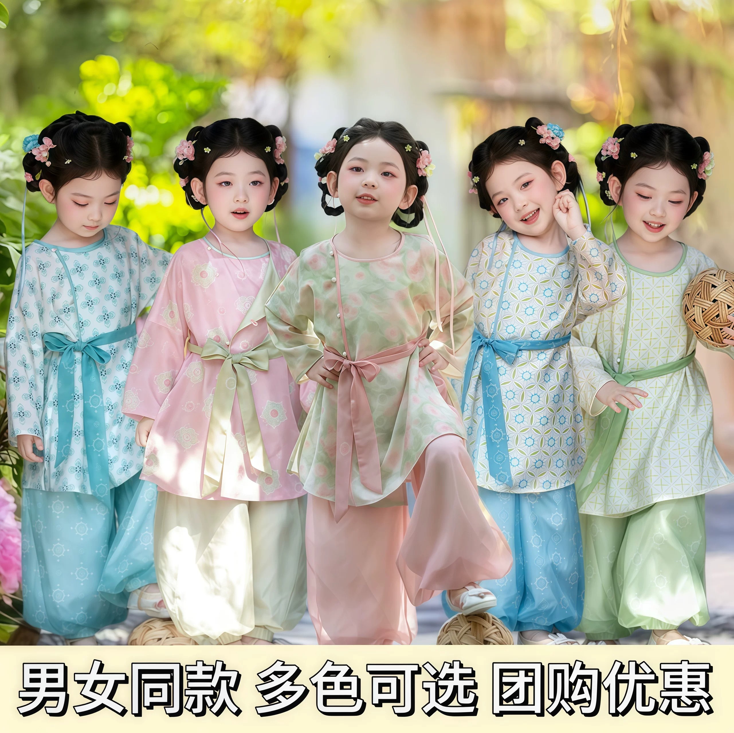 合唱春秋儿童新中式汉服唐装套装