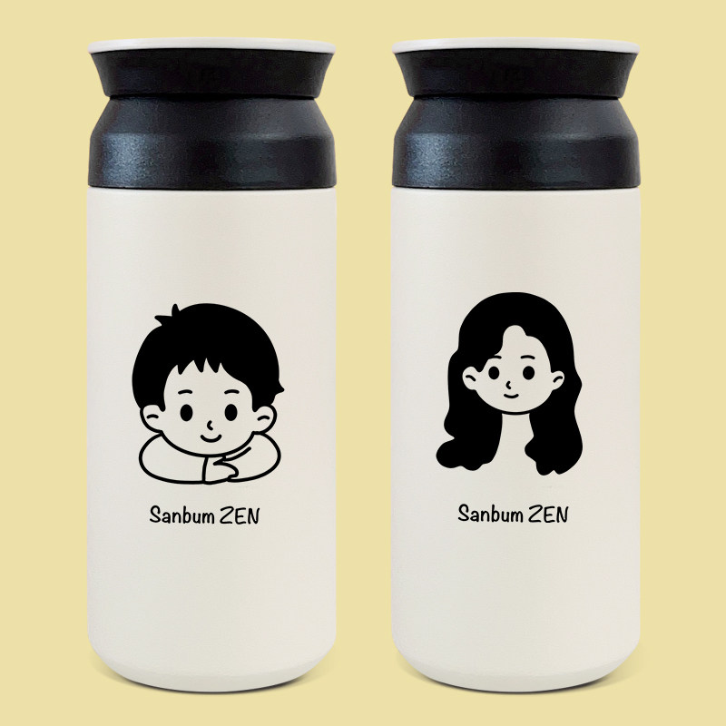 原创手绘情侣头像保温杯男生女生高颜值水杯定制名字不锈钢杯子