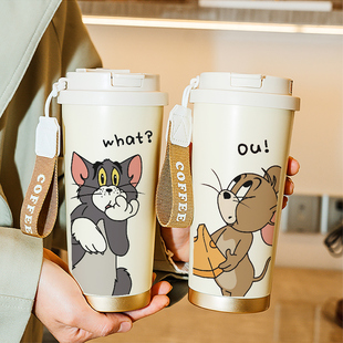 猫和老鼠保温杯男女生情侣杯子可爱汤姆和杰瑞水杯双饮咖啡杯女