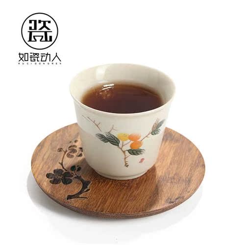 如瓷动人 重竹杯垫 茶道茶杯托防滑垫功夫茶具配件家用茶杯隔热垫