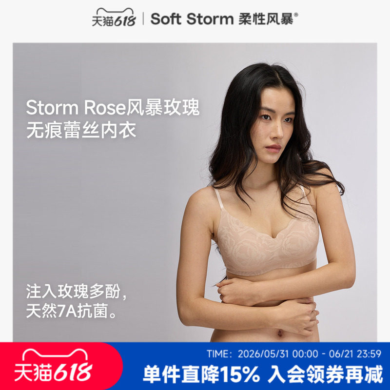 玫瑰蕾丝内衣女无钢圈聚拢透气