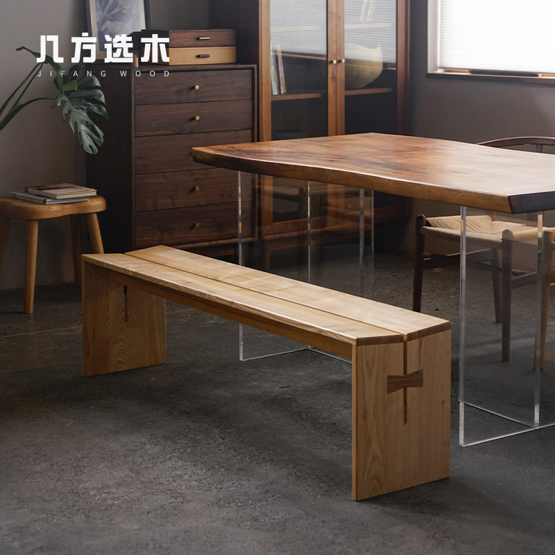 白蜡木长条凳实木长凳长椅原木餐椅床尾凳换鞋凳侘寂风