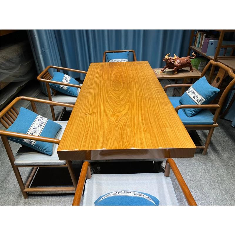 柚木王大板桌整板茶桌实木餐桌原木书桌长板会议桌会客桌悬浮桌