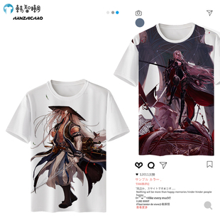 圆领男潮红眼剑神地下城与勇士三觉 印花二次元 DNF鬼剑士款 t恤短袖