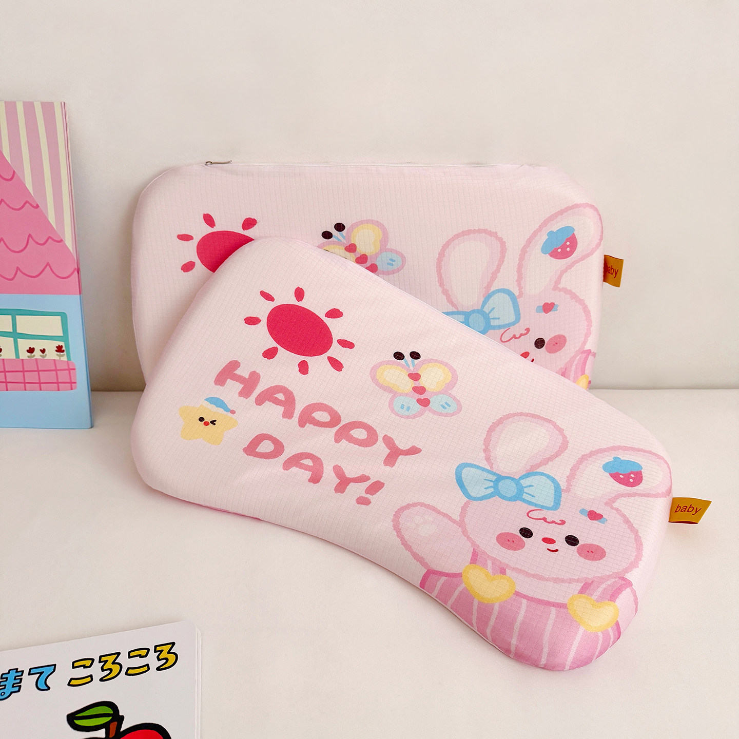 小动物抗菌针织四季可用0-3岁婴幼童枕头45x25cm定型枕记忆枕柔软