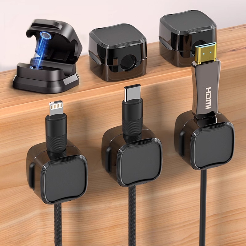 磁吸理线器桌面车载数据线收纳整理手机充电线夹固定神器卡扣插头