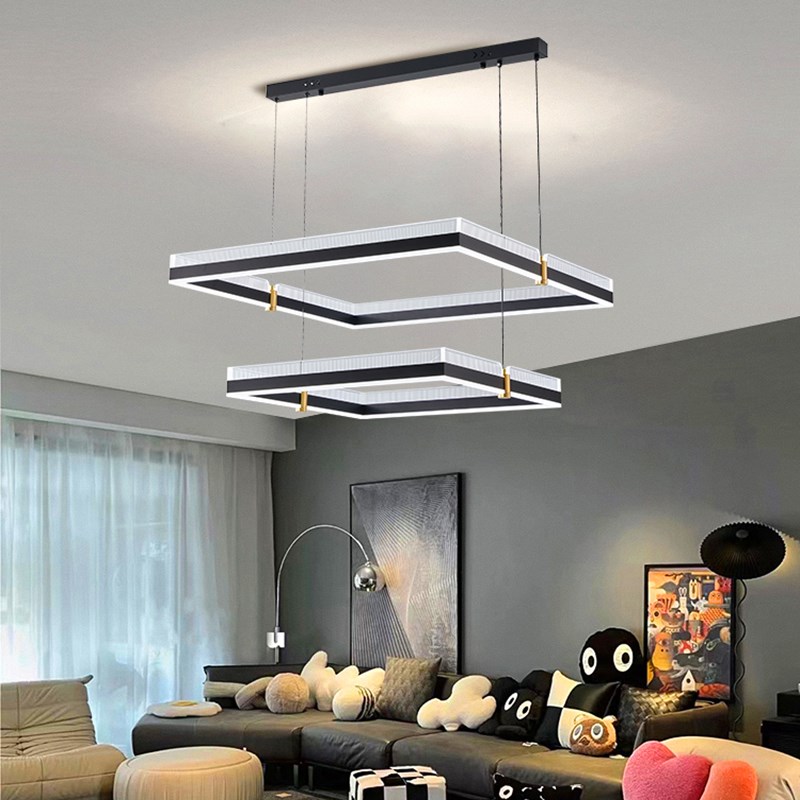 客厅灯202g4新款极简主灯现代简约大气方块灯吊灯网红高端中山灯