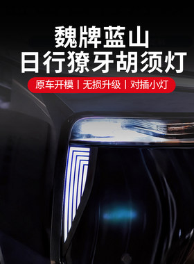 23款魏牌蓝山日行灯改装LED高亮獠牙灯胡须灯转向流水灯升级车灯