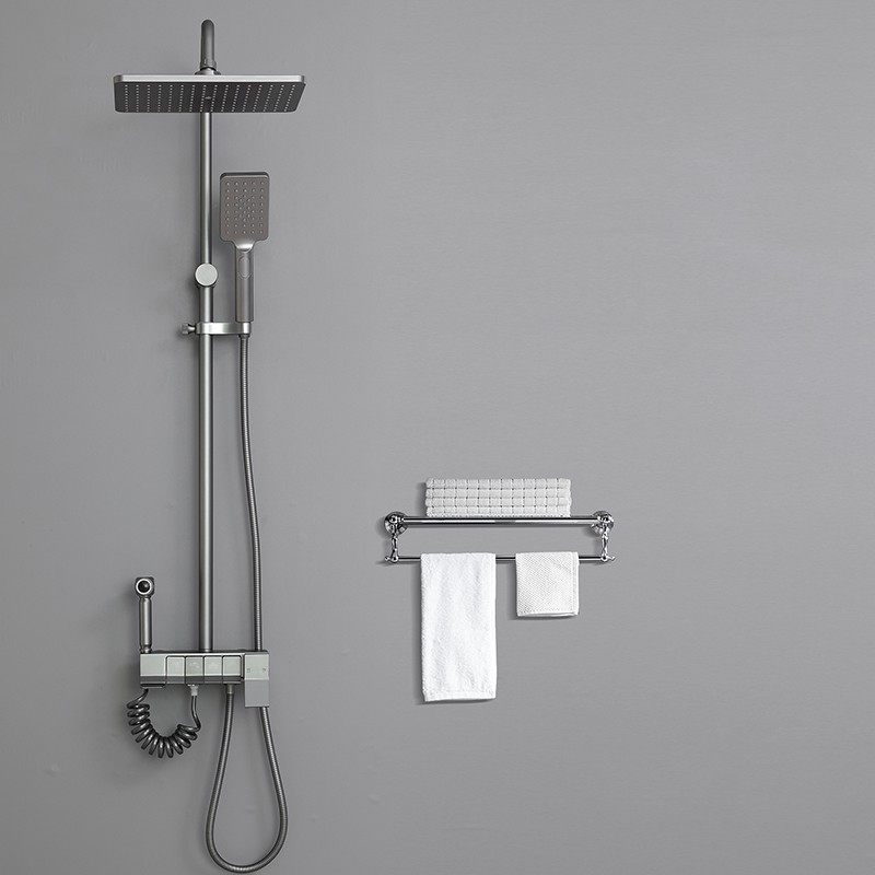家用按键沐浴增压喷头花洒浴室卫浴铝合金明装枪灰淋雨淋浴器套装,家装主材,智能花洒套装/淋浴屏,淘宝优惠券,粉丝福利购,淘宝优惠卷
