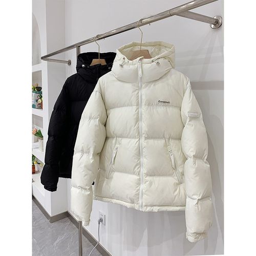 胖mm大码女装羽绒棉服女短款2025春季新款时尚连帽加厚面包服外套