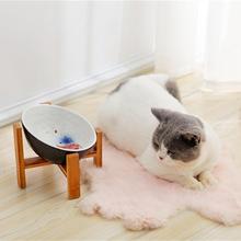 宠物猫碗狗碗猫盆狗盆陶瓷猫咪护颈碗架子食盆水碗斜口碗套装。