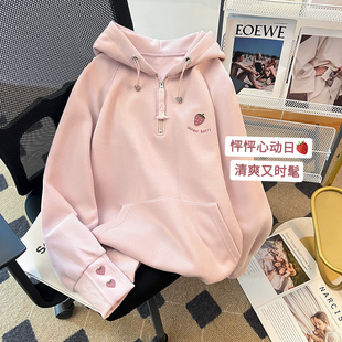 女童长袖T恤秋冬2023新款加绒洋派中长版连O帽运动衫休闲春秋装上