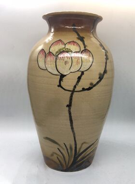 铜官窑陶瓷书f柜客厅玄关摆件花瓶 手工绘画釉下彩陶瓷工艺品摆件