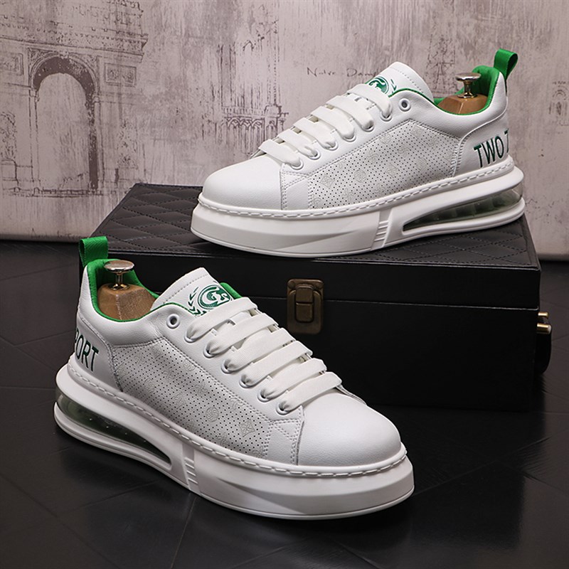 小白鞋透气运动鞋百搭厚底印花潮流男鞋气垫鞋R子韩版时尚休闲鞋