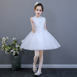 新款 钉珠连衣裙花童公主裙子中小学生婚纱礼服儿童表演舞蹈服装