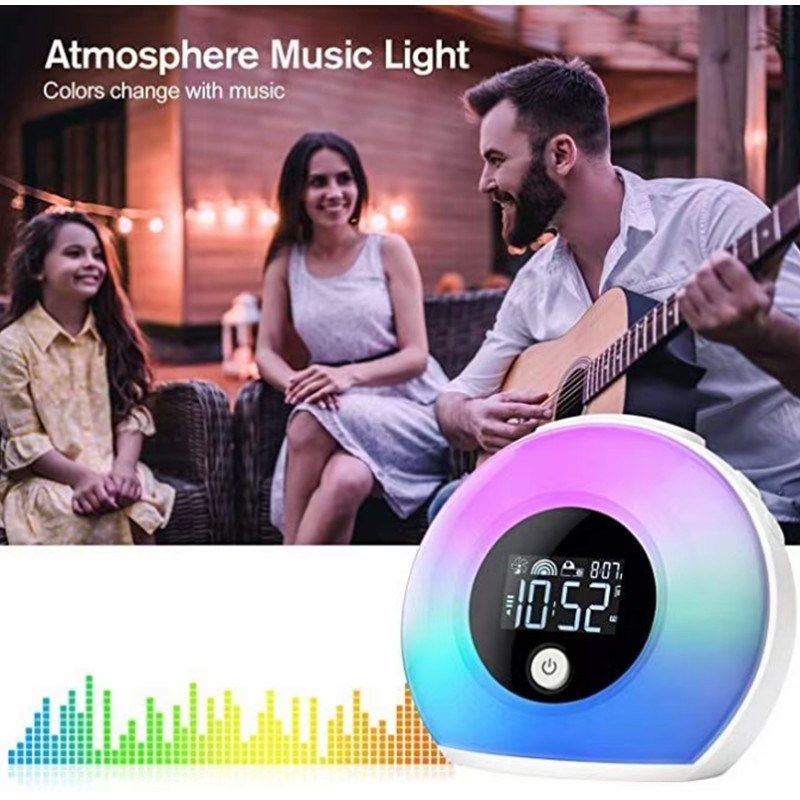 闹钟七彩灯便携音乐灯床头灯变色音箱时间蓝牙S音箱创意礼物生日