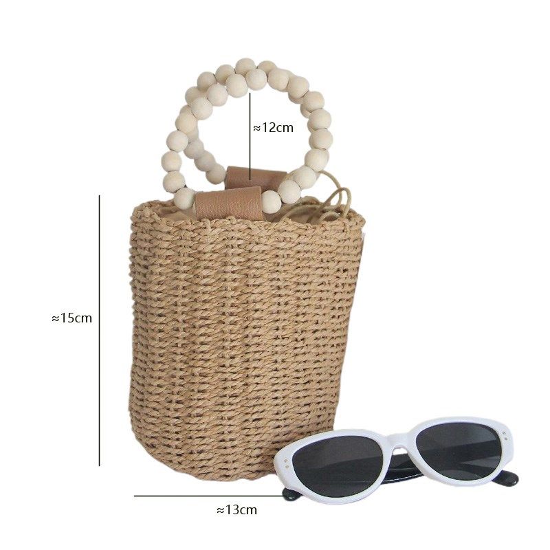 串珠手提草编包手工编织包圆形抽袋小清新休闲海边沙滩提手水桶包,箱包皮具/热销女包/男包,水桶包,淘宝优惠券,粉丝福利购,淘宝优惠卷