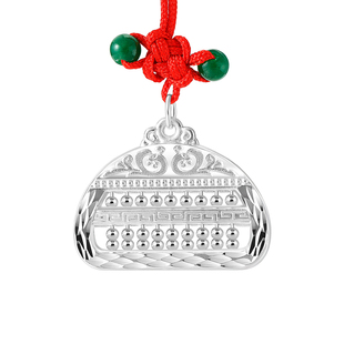 算盘吊坠宝宝长命锁纯银9999项链男女婴儿童观音头吊坠银饰品礼物