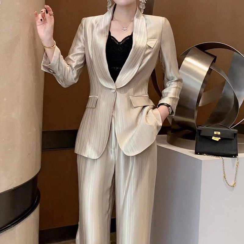 2021新d款青果领女西装外套纸样版裁剪图纸阔腿裤套装上衣裁衣模