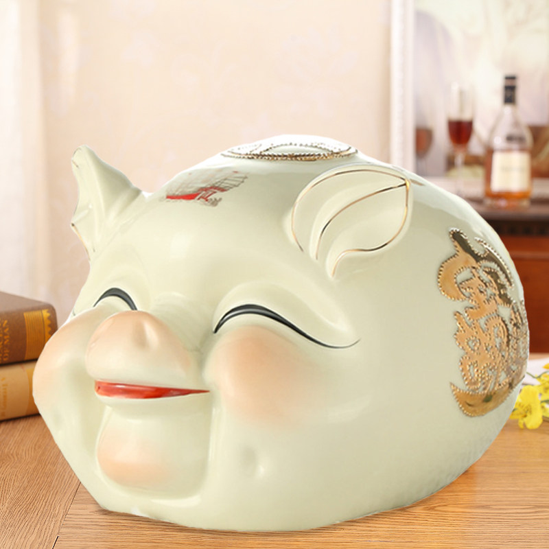 陶瓷招财金猪储钱罐摆件可爱创意猪儿童生日礼物家居客厅小工艺品
