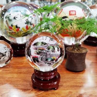 小号内画水晶球文化礼品公司年会特色中I国风手工宣传留纪念品摆