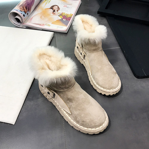 短靴女棉鞋2021新款马丁靴子女雪地G靴网红女鞋短筒鞋子冬季加绒