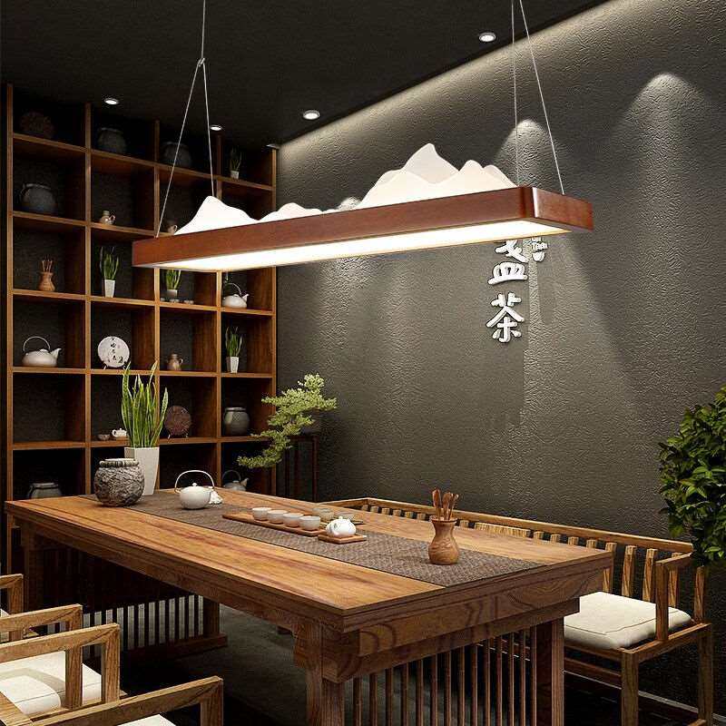 那家灯饰禅意新中式山水吊灯led实木餐桌吧台复古茶室吊灯餐厅艺_虎窝淘