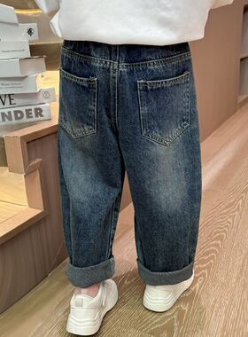 女童裤子春秋款2024r新款洋气童装儿童H破洞牛仔裤宝宝秋季休闲长