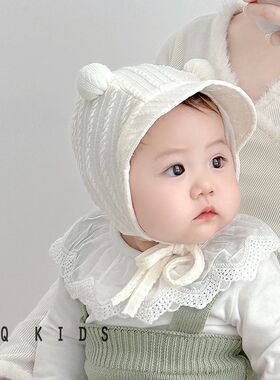 超萌球球~婴儿帽子春秋薄款宝宝z套头帽护囟门韩版百搭胎帽3-6个