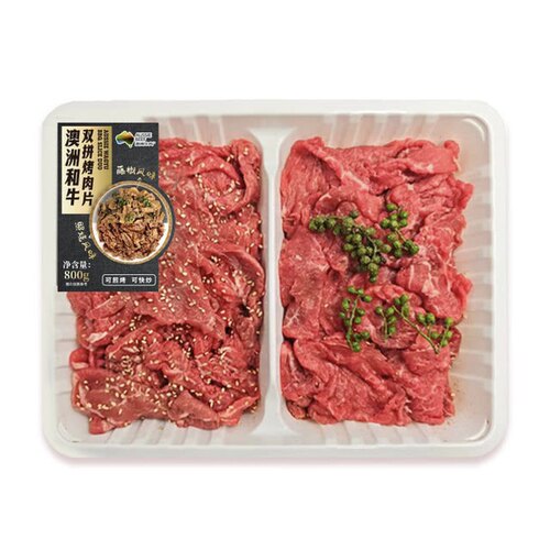 山姆代购 澳洲和牛双拼烤肉片800g 藤椒&照烧腌制速食原切肉片