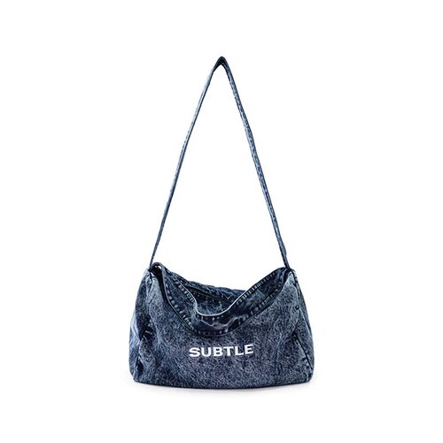 山姆超市 丹宁斜挎包SUBTLE 大容量多功能分区潮流复古牛仔包